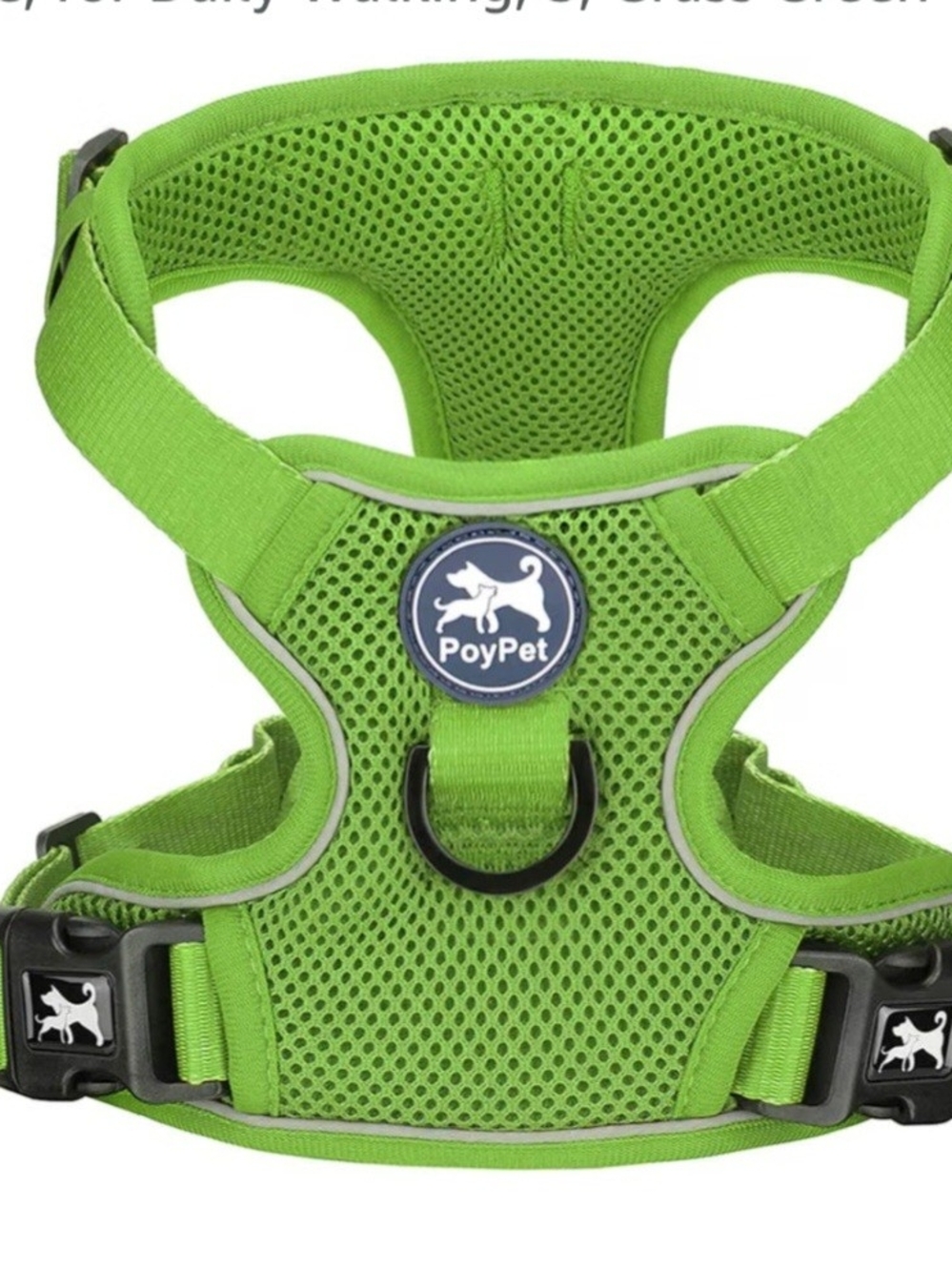 Green Mesh Dog Harness - Comfortable No-Pull Vest, Size Small, Reflective